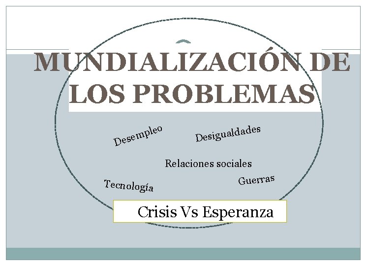 MUNDIALIZACIÓN DE LOS PROBLEMAS eo pl m e es D des lda a u