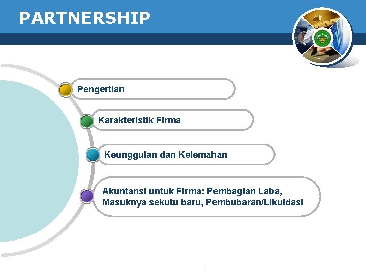 PARTNERSHIP Pengertian Karakteristik Firma Keunggulan dan Kelemahan Akuntansi untuk Firma: Pembagian Laba, Masuknya sekutu