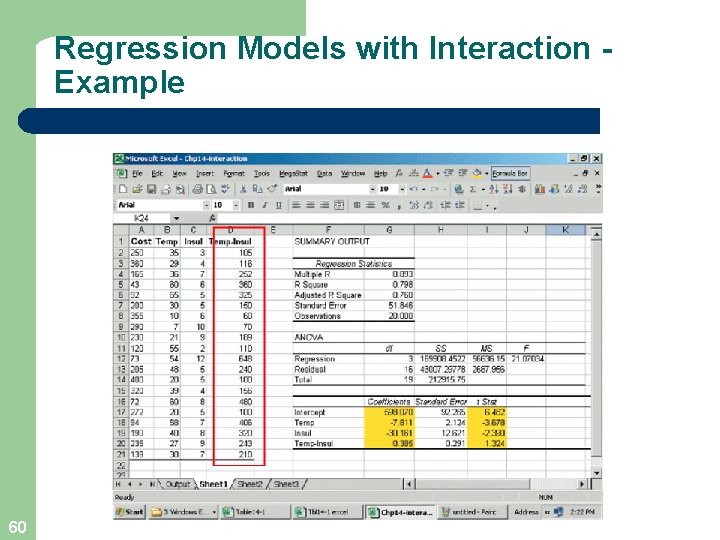 Regression Models with Interaction Example 60 