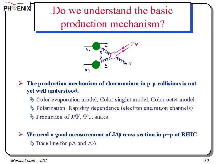 Do we understand the basic production mechanism? Ø The production mechanism of charmonium in