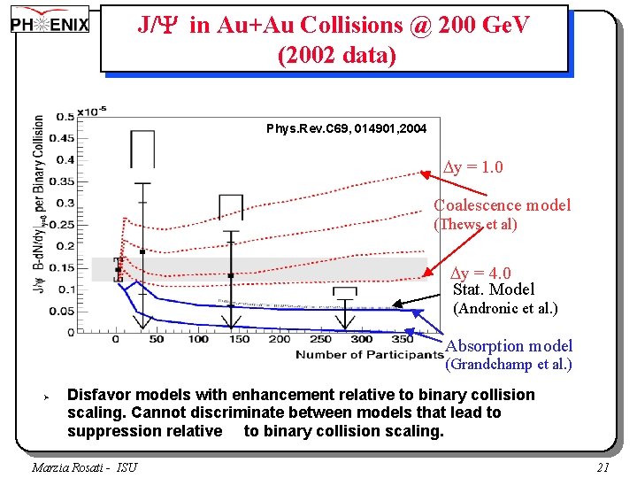 J/Y in Au+Au Collisions @ 200 Ge. V (2002 data) Phys. Rev. C 69,