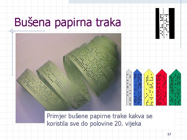 Bušena papirna traka Primjer bušene papirne trake kakva se koristila sve do polovine 20.