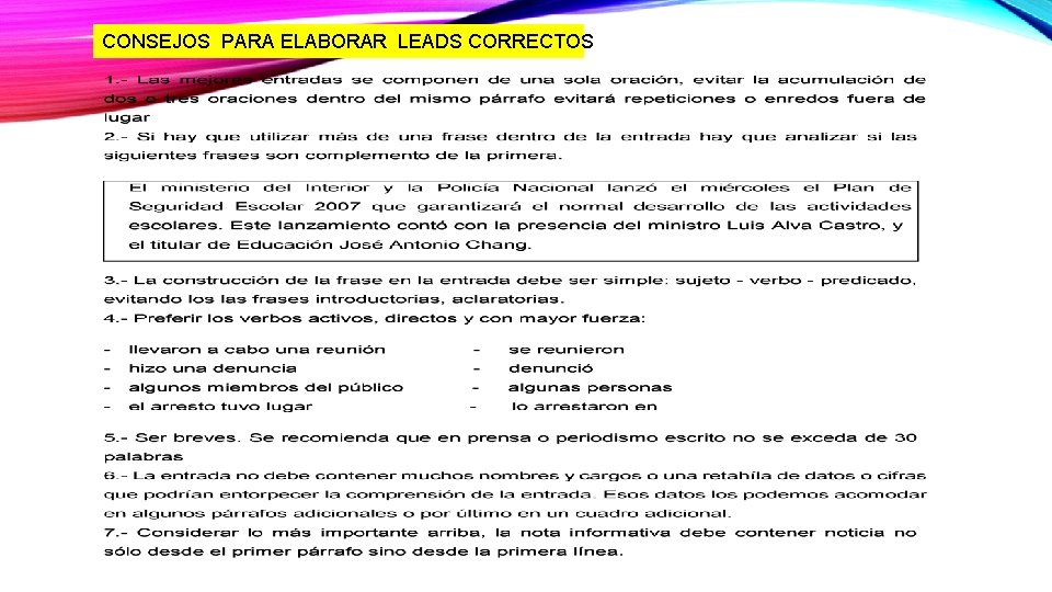 CONSEJOS PARA ELABORAR LEADS CORRECTOS 