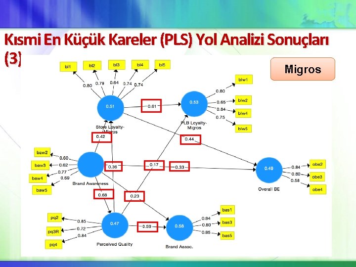 Kısmi En Küçük Kareler (PLS) Yol Analizi Sonuçları (3) Migros Kısmi En Küçük Kareler (PLS) Yol Analizi Sonuçları (3) Migros