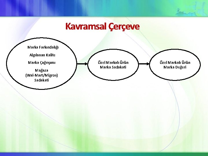 Kavramsal Çerçeve Marka Farkındalığı Algılanan Kalite Marka Çağrışımı Mağaza (Wal-Mart/Migros) Sadakati Özel Markalı Ürün Kavramsal Çerçeve Marka Farkındalığı Algılanan Kalite Marka Çağrışımı Mağaza (Wal-Mart/Migros) Sadakati Özel Markalı Ürün