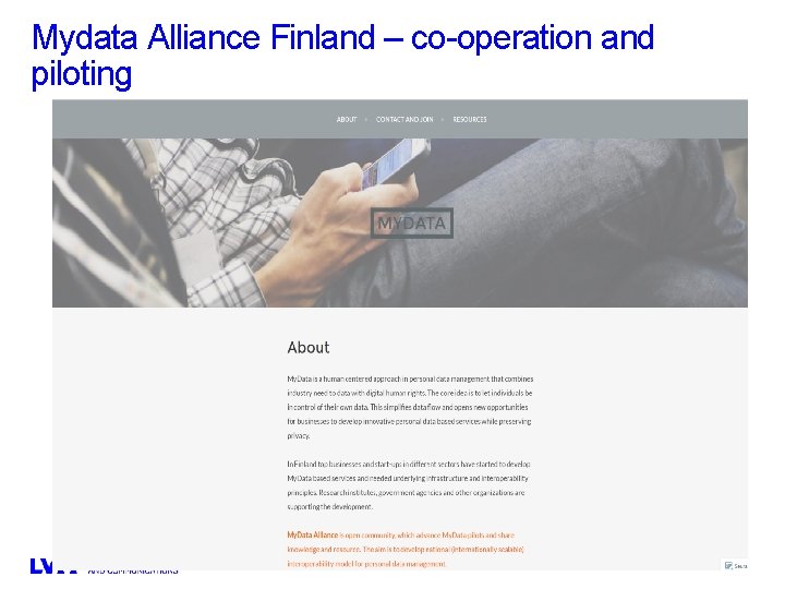 Mydata Alliance Finland – co-operation and piloting 