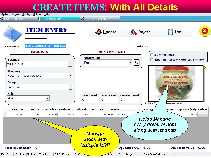 CREATE ITEMS: With All Details Manage Stock with Multiple MRP Helps Manage every detail