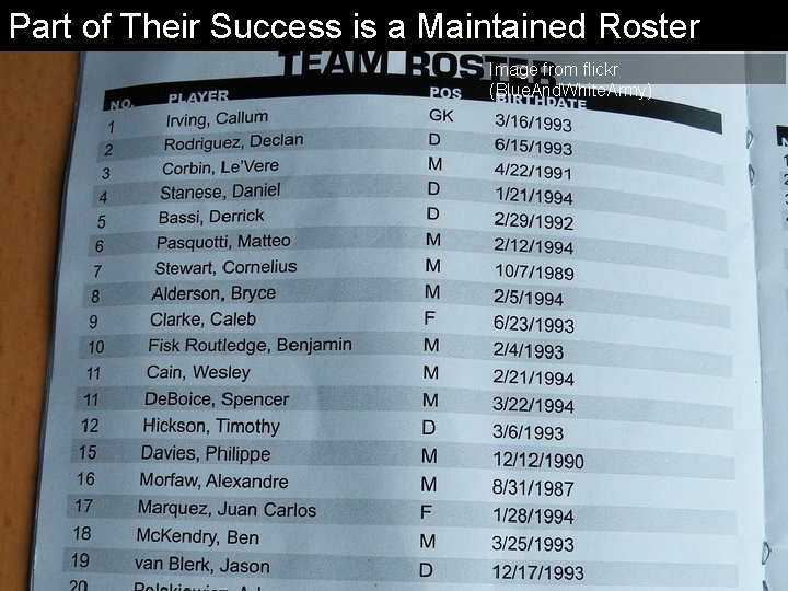 Part of Their Success is a Maintained Roster Image from flickr (Blue. And. White.