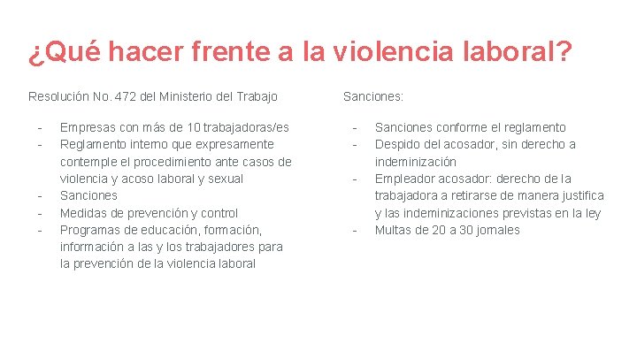 ¿Qué hacer frente a la violencia laboral? Resolución No. 472 del Ministerio del Trabajo