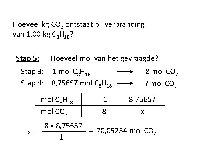 Hoeveel kg CO 2 ontstaat bij verbranding van 1, 00 kg C 8 H