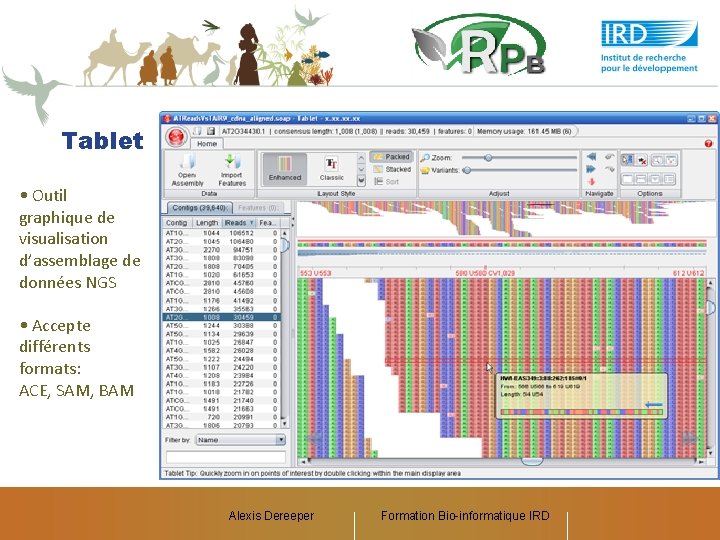 Tablet • Outil graphique de visualisation d’assemblage de données NGS • Accepte différents formats: