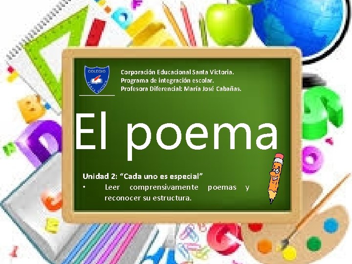 Corporación Educacional Santa Victoria. Programa de integración escolar. Profesora Diferencial: María José Cabañas. El