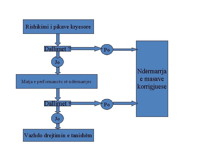 Rishikimi i pikave kryesore Dallimet ? Po Jo Ndërmarrja e masave korrigjuese Matja e