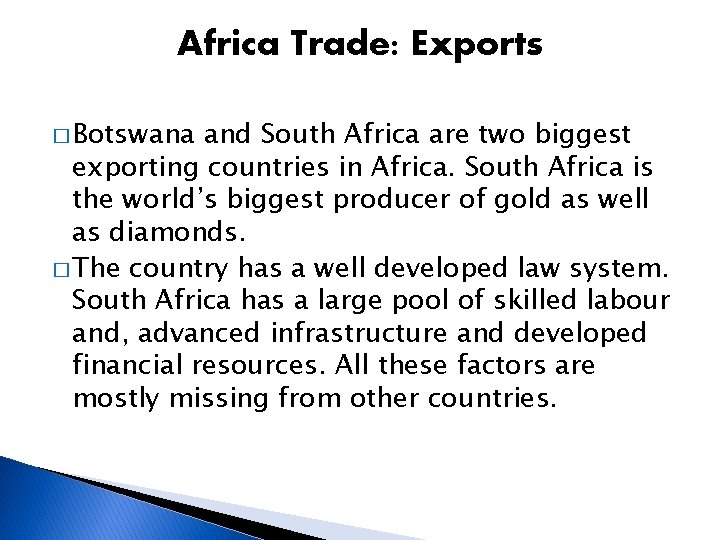 Africa Trade: Exports � Botswana and South Africa are two biggest exporting countries in