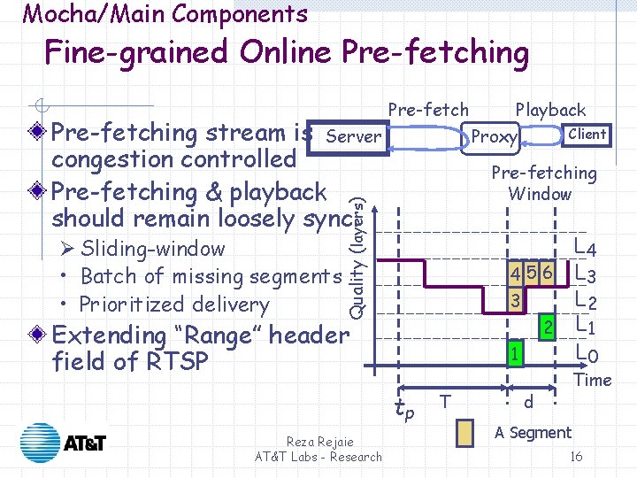 Mocha/Main Components Fine-grained Online Pre-fetching Ø Sliding-window • Batch of missing segments • Prioritized Mocha/Main Components Fine-grained Online Pre-fetching Ø Sliding-window • Batch of missing segments • Prioritized