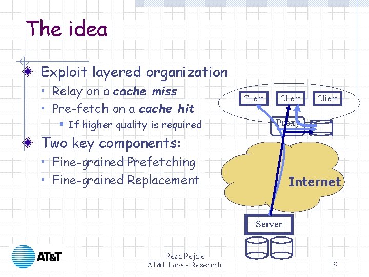 The idea Exploit layered organization • Relay on a cache miss • Pre-fetch on The idea Exploit layered organization • Relay on a cache miss • Pre-fetch on