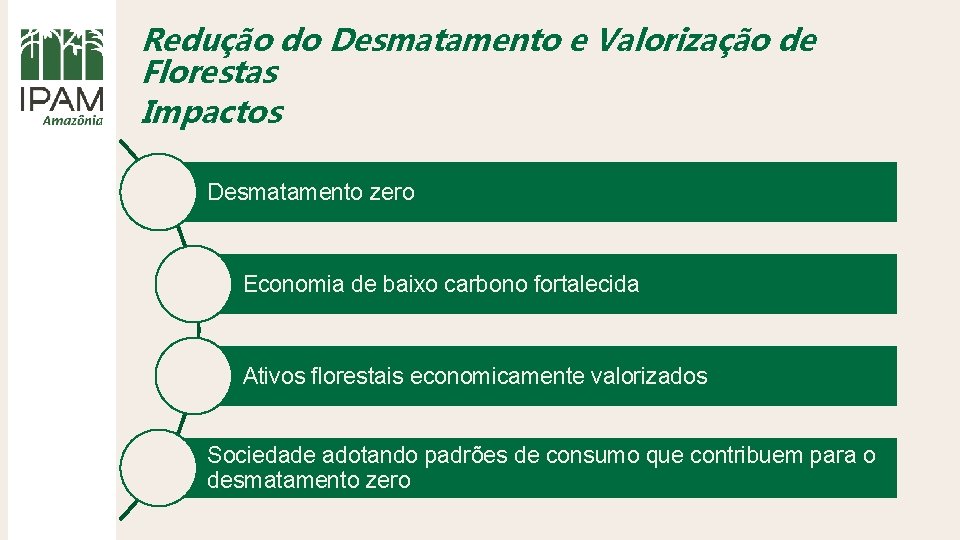 Redução do Desmatamento e Valorização de Florestas Impactos Desmatamento zero Economia de baixo carbono