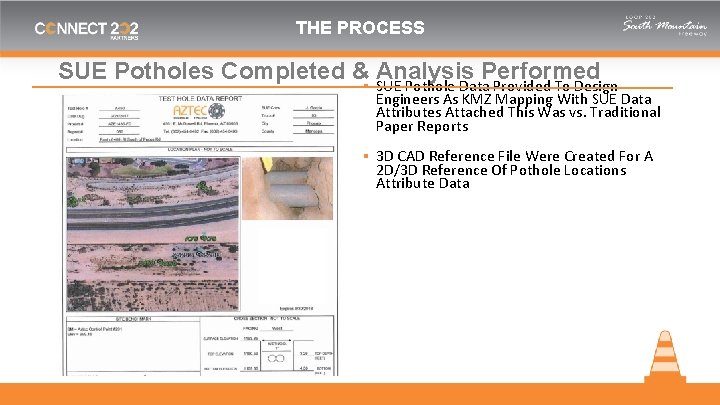 THE PROCESS SUE Potholes Completed &▪ SUE Analysis Performed Pothole Data Provided To Design