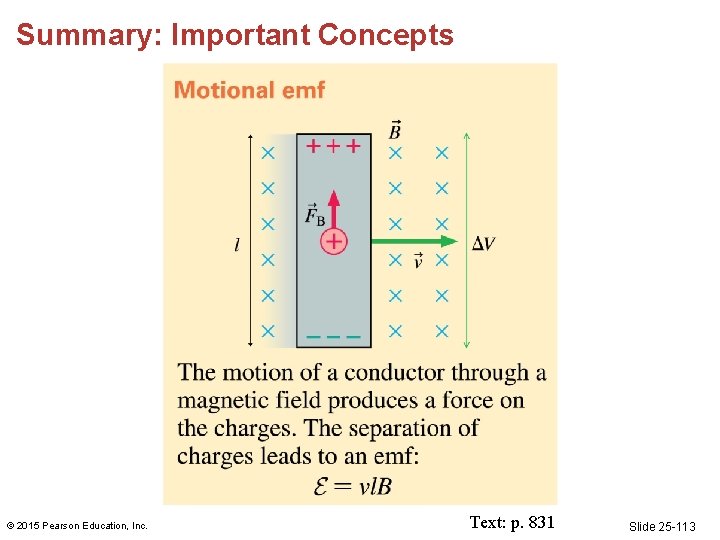 Summary: Important Concepts © 2015 Pearson Education, Inc. Text: p. 831 Slide 25 -113 Summary: Important Concepts © 2015 Pearson Education, Inc. Text: p. 831 Slide 25 -113
