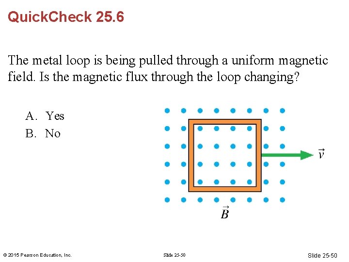Quick. Check 25. 6 The metal loop is being pulled through a uniform magnetic Quick. Check 25. 6 The metal loop is being pulled through a uniform magnetic