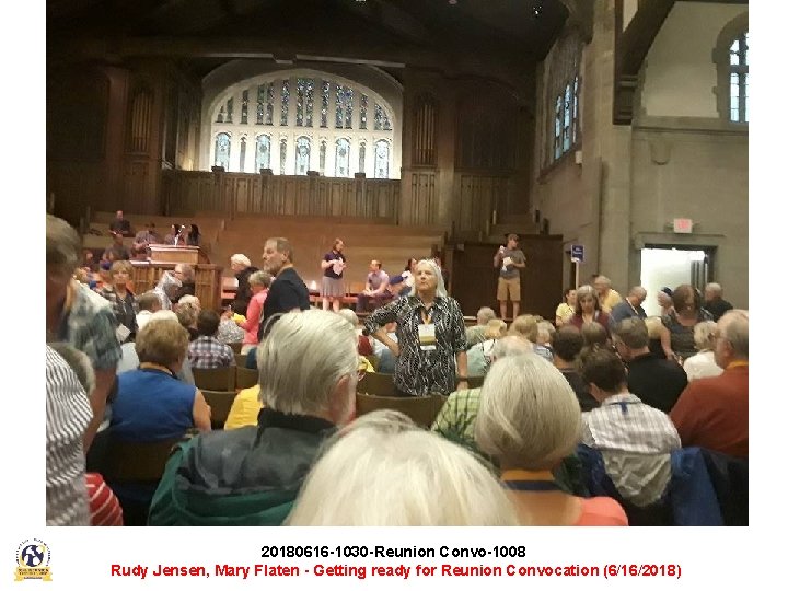 20180616 -1030 -Reunion Convo-1008 Rudy Jensen, Mary Flaten - Getting ready for Reunion Convocation