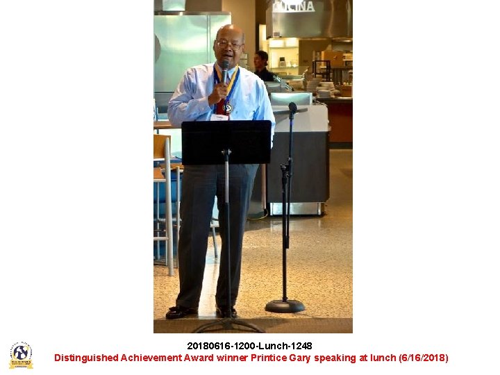 20180616 -1200 -Lunch-1248 Distinguished Achievement Award winner Printice Gary speaking at lunch (6/16/2018) 