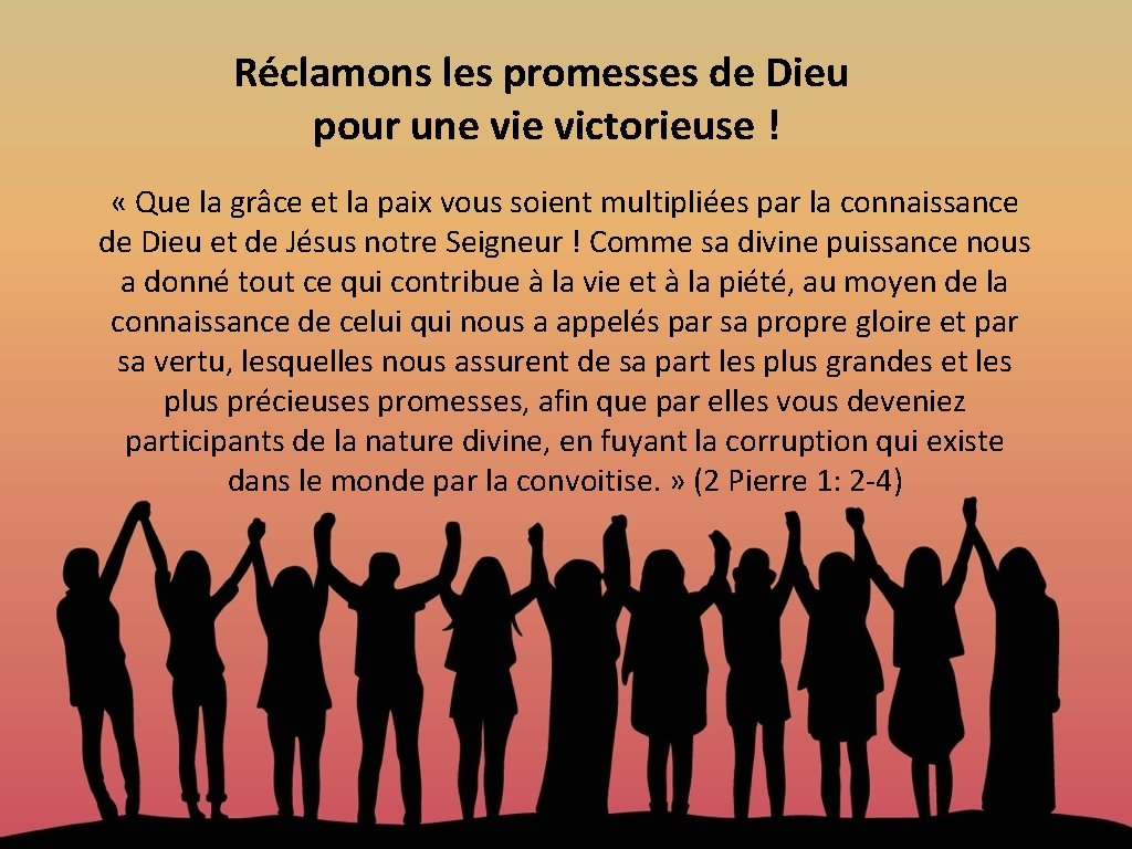 Réclamons les promesses de Dieu pour une victorieuse ! « Que la grâce et Réclamons les promesses de Dieu pour une victorieuse ! « Que la grâce et