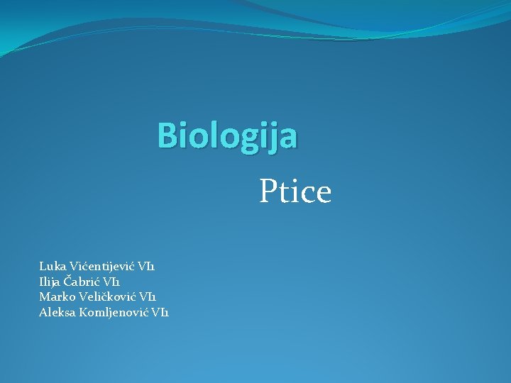 Biologija Ptice Luka Vićentijević VI 1 Ilija Čabrić VI 1 Marko Veličković VI 1