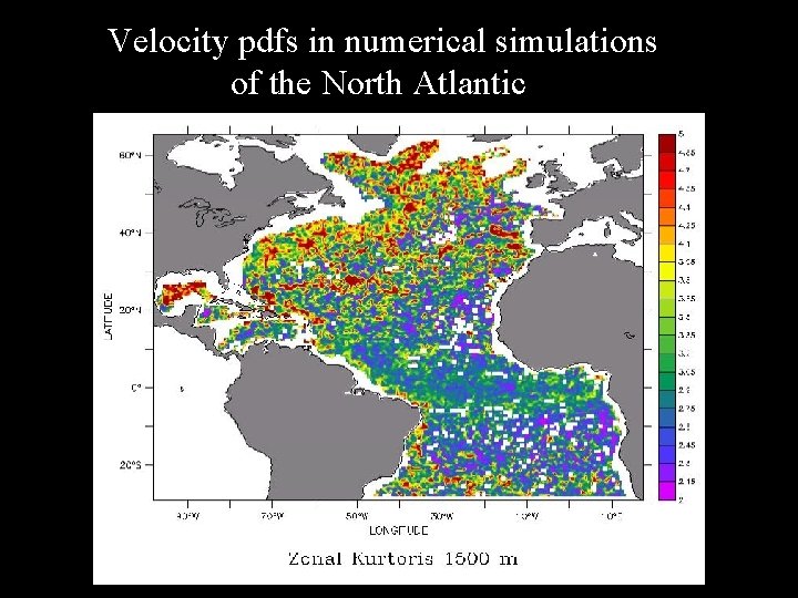 Velocity pdfs in numerical simulations of the North Atlantic 