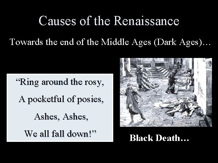Causes of the Renaissance Towards the end of the Middle Ages (Dark Ages)… “Ring Causes of the Renaissance Towards the end of the Middle Ages (Dark Ages)… “Ring