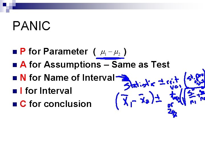 PANIC P for Parameter ( ) n A for Assumptions – Same as Test PANIC P for Parameter ( ) n A for Assumptions – Same as Test