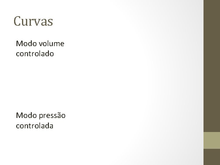 Curvas Modo volume controlado Modo pressão controlada 