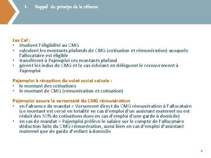 1. Rappel du principe de la réforme Les Caf : • étudient l’éligibilité au