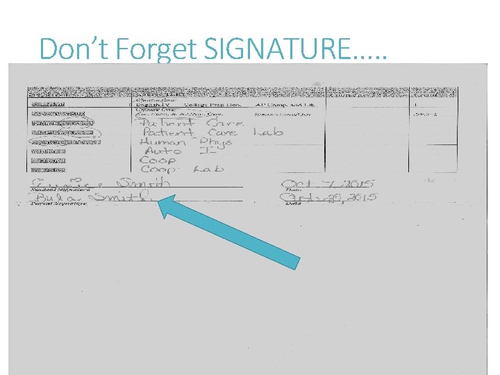 Don’t Forget SIGNATURE…. . 