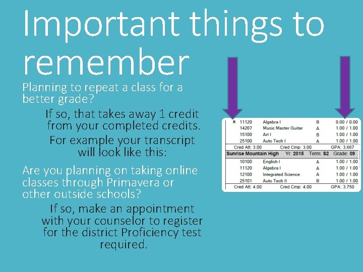 Important things to remember Planning to repeat a class for a better grade? If