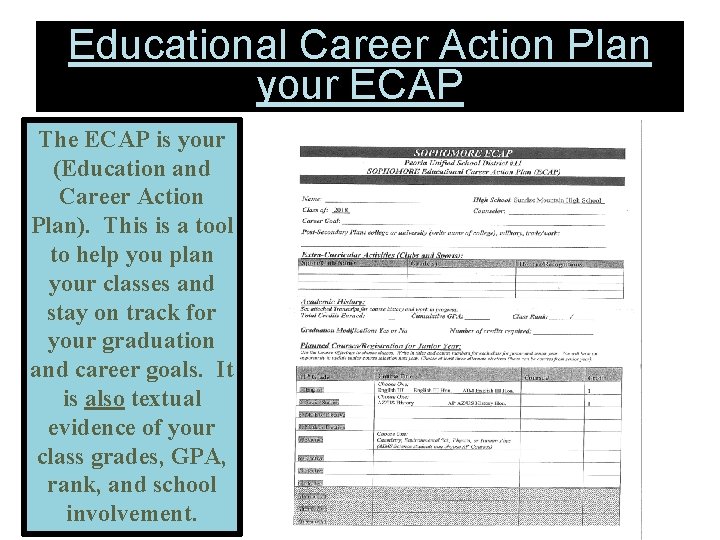 Educational Career Action Plan your ECAP The ECAP is your (Education and Career Action