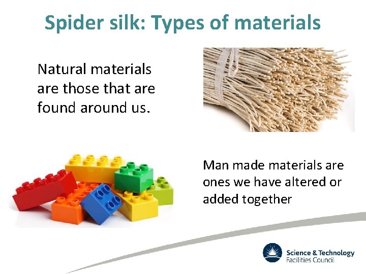 Spider silk: Types of materials Natural materials are those that are found around us.