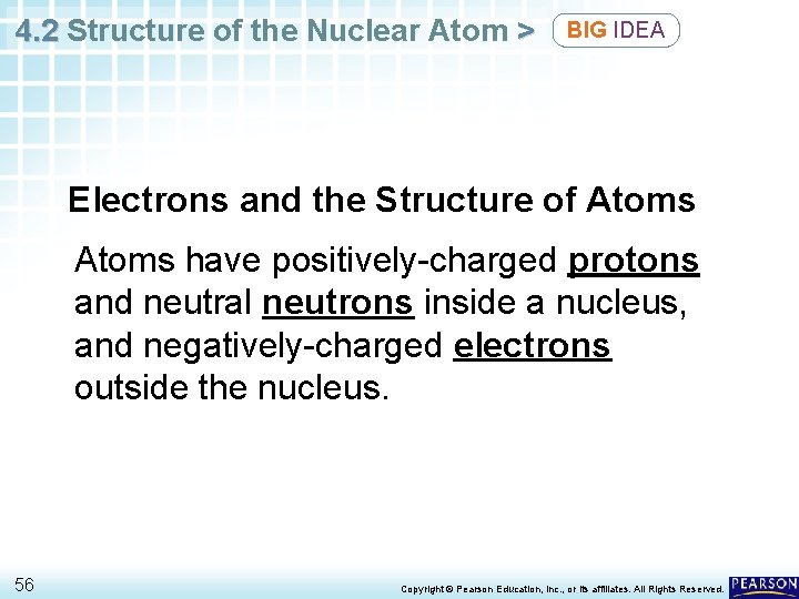 4. 2 Structure of the Nuclear Atom > BIG IDEA Electrons and the Structure