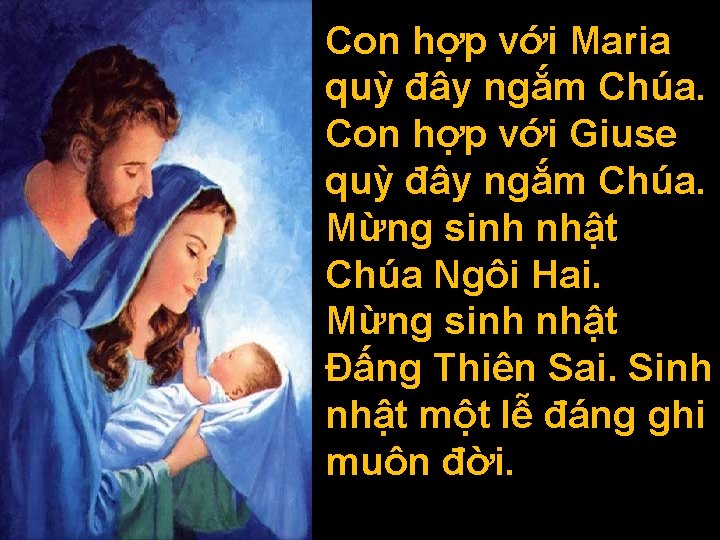 Con hợp với Maria quỳ đây ngắm Chúa. Con hợp với Giuse quỳ đây