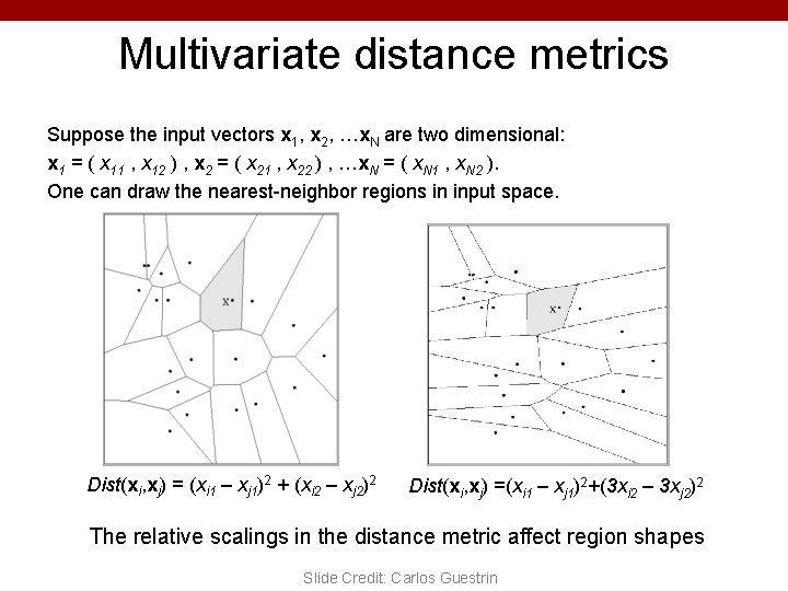 Multivariate distance metrics Suppose the input vectors x 1, x 2, …x. N are