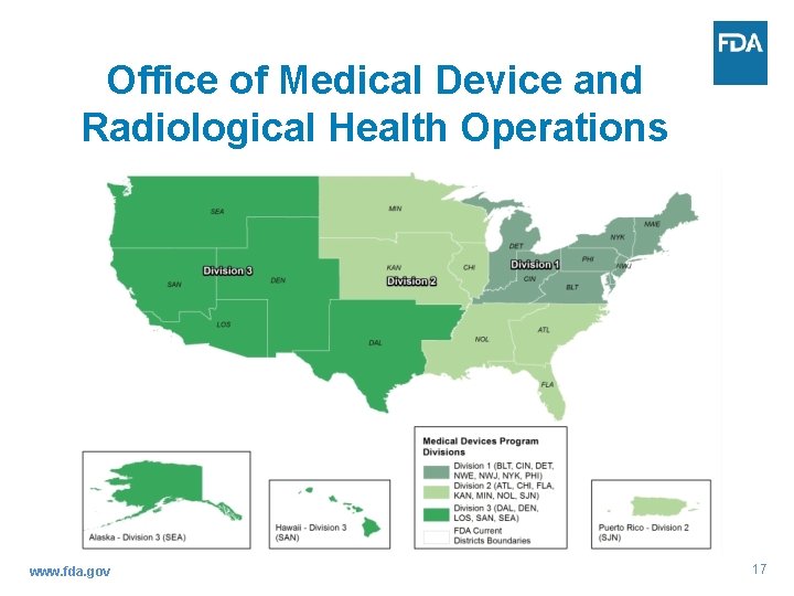 Office of Medical Device and Radiological Health Operations www. fda. gov 17 