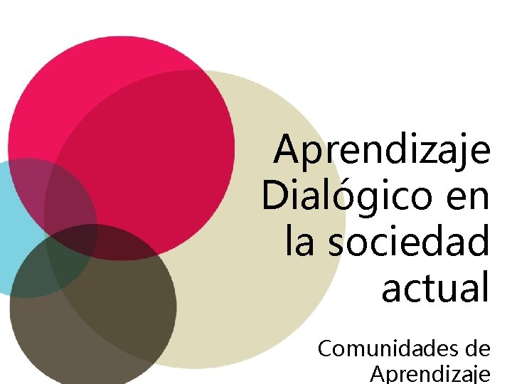 Aprendizaje Dialógico en la sociedad actual Comunidades de Aprendizaje 