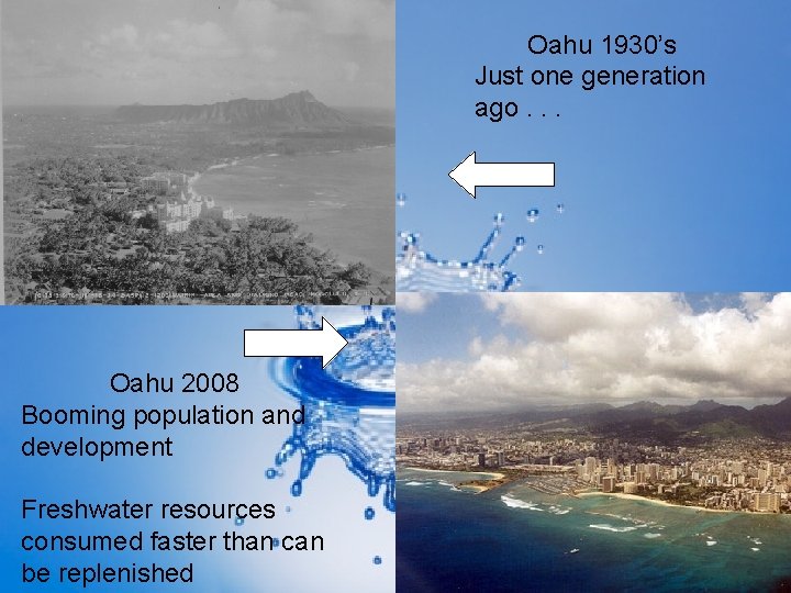 Oahu 1930’s Just one generation ago. . . Oahu 2008 Booming population and development