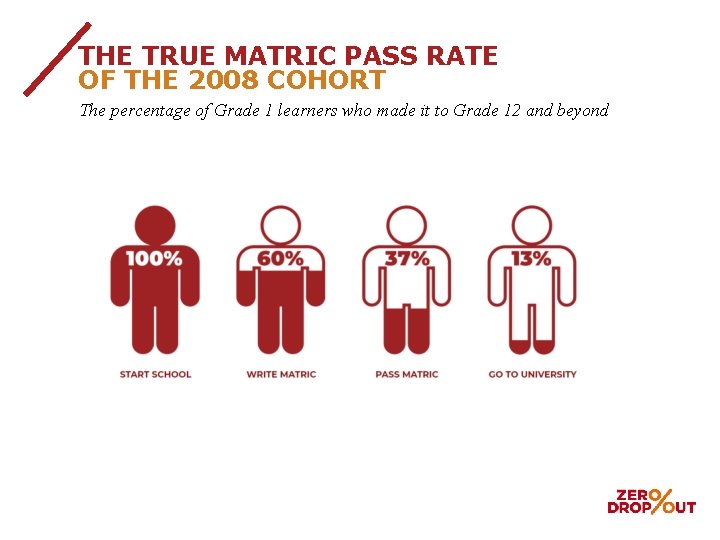 THE TRUE MATRIC PASS RATE OF THE 2008 COHORT The percentage of Grade 1
