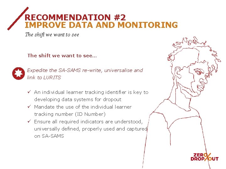 RECOMMENDATION #2 IMPROVE DATA AND MONITORING The shift we want to see… Expedite the