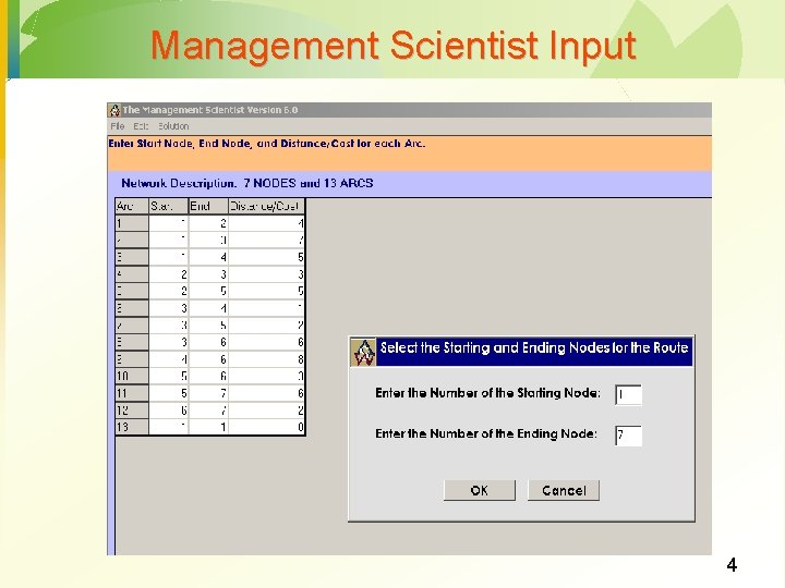 Management Scientist Input 4 