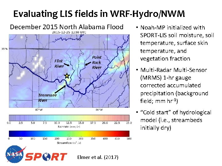 Evaluating LIS fields in WRF-Hydro/NWM December 2015 North Alabama Flood Flint River Paint Rock