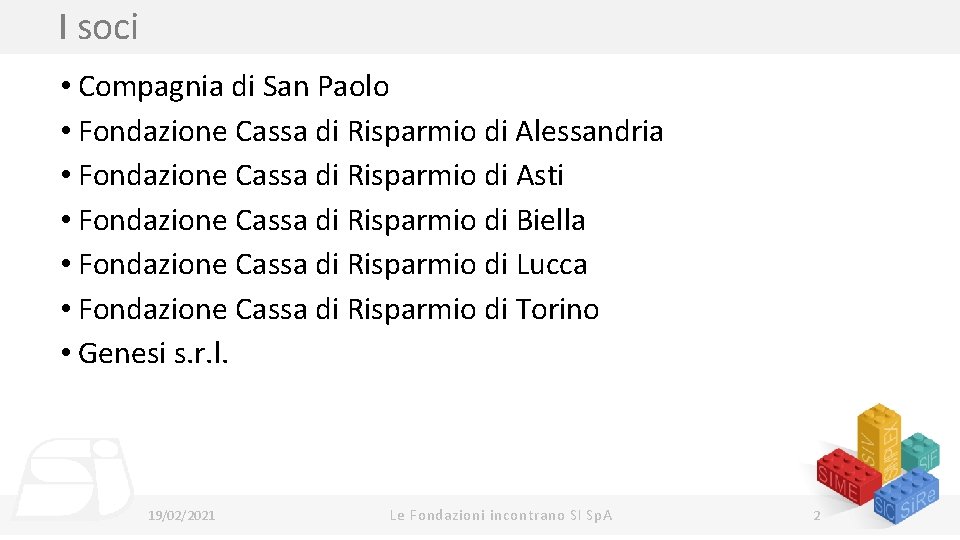 I soci • Compagnia di San Paolo • Fondazione Cassa di Risparmio di Alessandria
