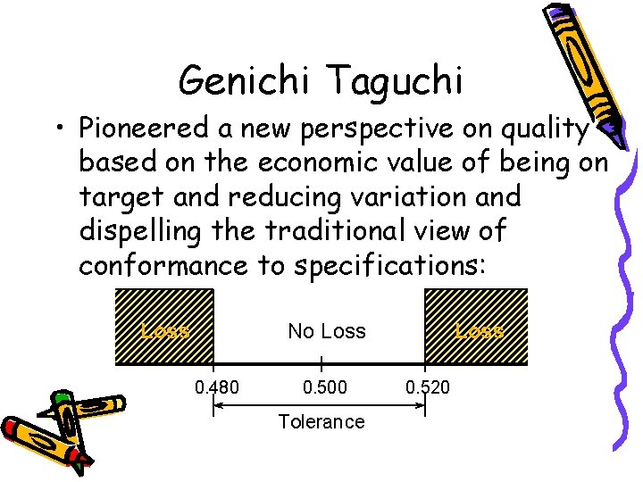 Genichi Taguchi • Pioneered a new perspective on quality based on the economic value