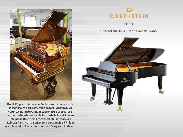 1853 C. Bechstein D 282 Grand Concert Piano Un 1897, piano de cola de